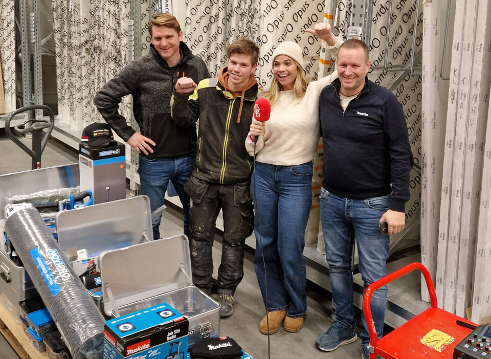 F.v. regiondirektør i Optimera, Henrik Farmen, Julian Uldalen (vinner), Morgenklubben-programleder, Kim Johanne Dahl og Joel Amundsen fra Makita. Foto: Optimera F.v. regiondirektør i Optimera, Henrik Farmen, Julian Uldalen (vinner), Morgenklubben-programleder, Kim Johanne Dahl og Joel Amundsen fra Makita. Foto: Optimera