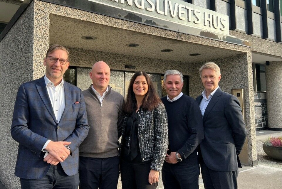 Styreleder Mathis Grimstad, Steffen Brørby, Nina Solli, Haakon Tronrud og Øyvind Solbakken. Foto: NHO Byggenæringen