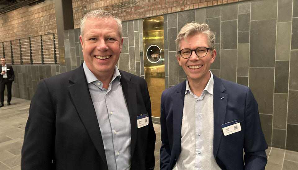 Asle Randen og Tore Bakke på NHOs årskonferanse. Foto: Christian Aarhus