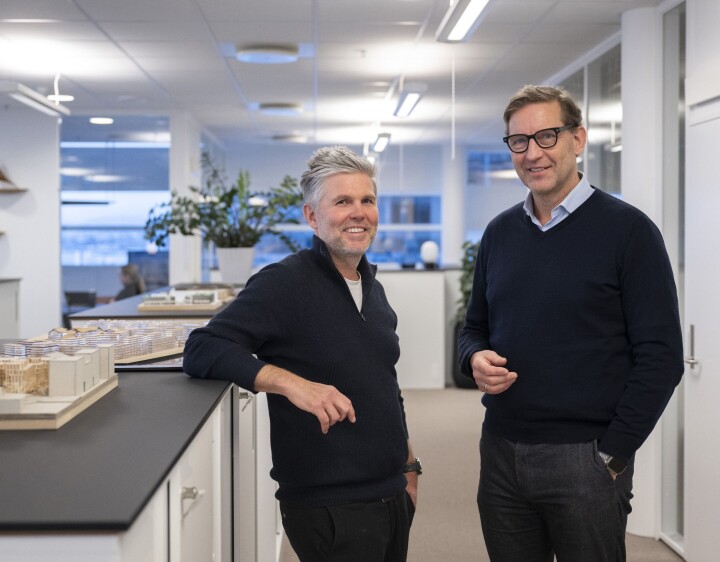 Lars Holm, administrerende direktør i OSU, og Mathis Grimstad, som er nytilsatt prosjektdirektør.