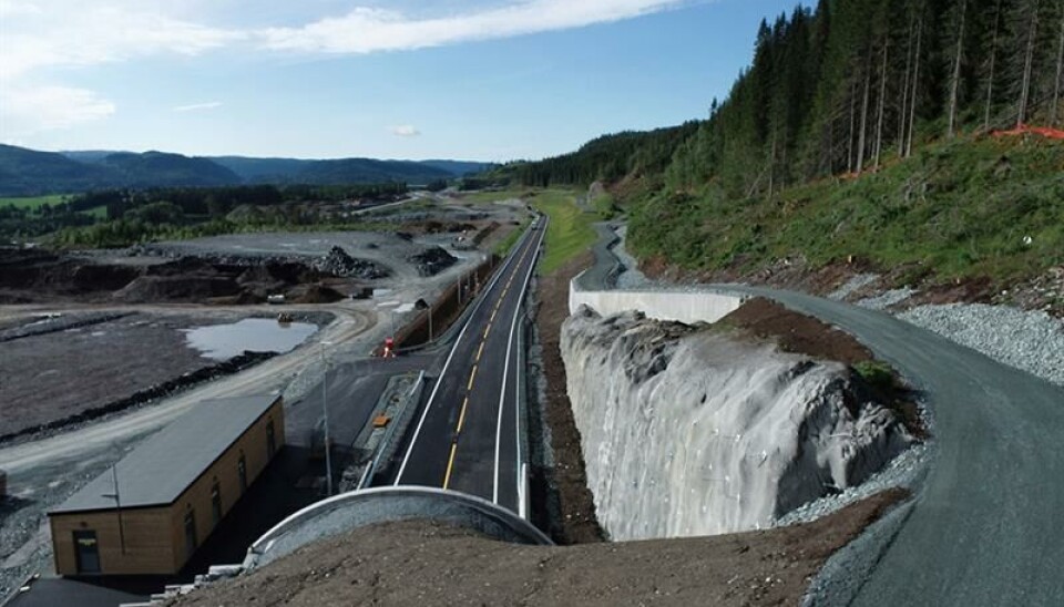 Fra utløpet av Tanemstunnelen og retning sørover. Foto: Trøndelag fylkeskommune.