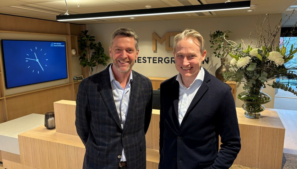 Mestergruppens direktør eiendom og boligproduksjon, Johan Jørgen Holst (t.v.), og Mestergruppens konsernsjef, Mikkel Sandvik. Foto: Trine Lise Hedemann/Mestergruppen Mestergruppens direktør eiendom og boligproduksjon, Johan Jørgen Holst (t.v.), og Mestergruppens konsernsjef, Mikkel Sandvik. 
Foto: Trine Lise Hedemann/Mestergruppen