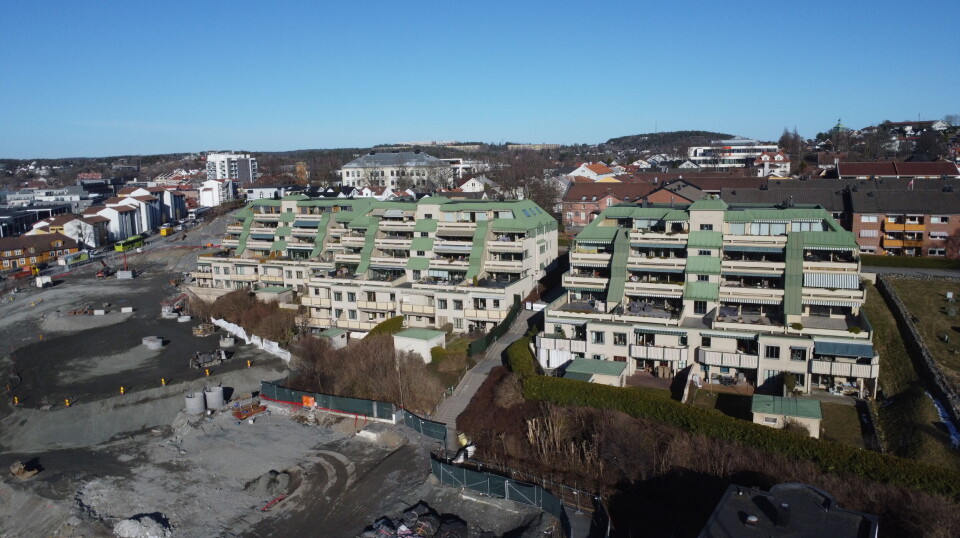 Høienhaldgata 9 er bygget til høyre i bildet. Foto: Marius Lysø