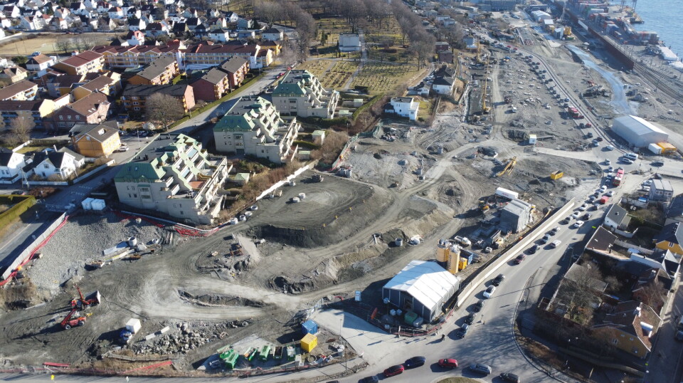 Bane Nors anleggsområde i Moss sentrum. Foto: Marius Lysø