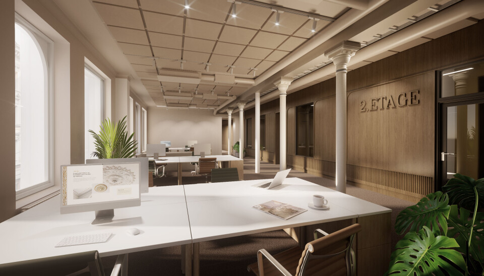 Koppgården med adresse Stortorvet 2 er en av de eldste og mest utsmykkede eiendommene ved Karl Johans gate i Oslo. Nå rehabiliteres bygget inn- og utvendig. Illustrasjon: Headspin