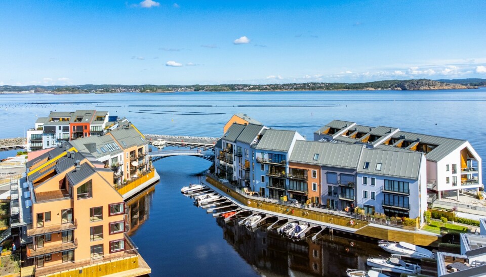 Vinner av Årets leilighetsprosjekt 2025 ble Agnespassasjen bygg C i Larvik, som Betonmast har bygget for Agnes Utvikling med MER Arkitektur som arkitekt. Foto: Arve Kem