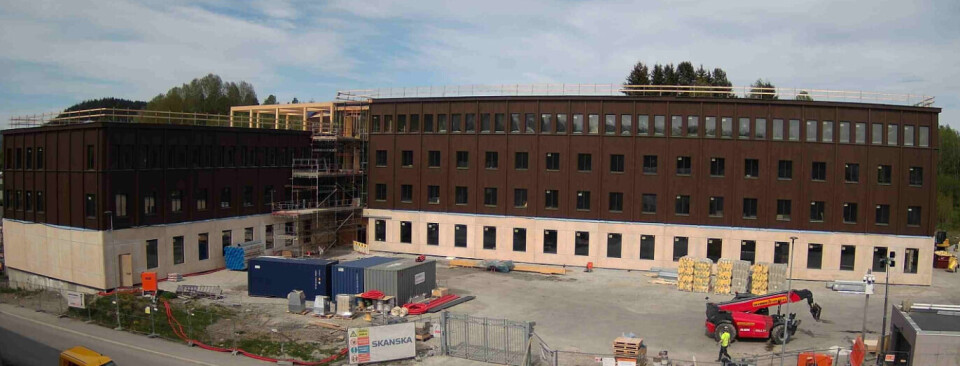 Kontorbygget i Gråterudveien i Drammen er tett. Foto: Skanska