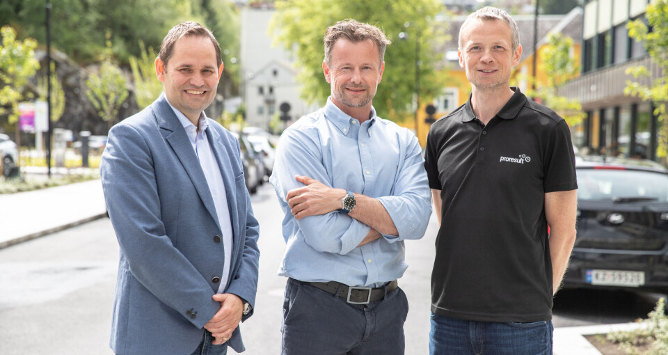 Fra venstre: Styreleder Øystein Helleseth, daglig leder Jøran Laukeland og gründer Andreas Haug i Proresult.