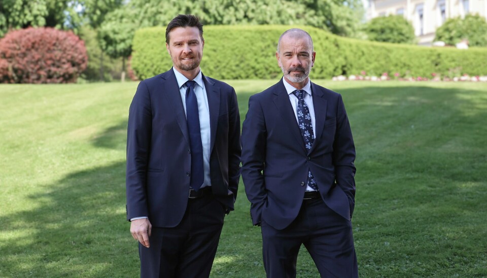 Marius Svendsvoll Langnes (t.v.), påtroppende styreleder og Håvard Sandnes, påtroppende managing partner i Arntzen Grette.