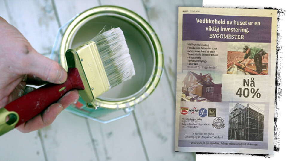 Foto. Lise Åserud / NTB (FRB)/Innfelt foto av annonse: Byggebransjens uropatrulje