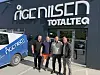 Tor Torbergsen (daglig leder Åge Nilsen AS) (f.v.), Leif Tore Wangberg (tillitsvalgt Åge Nilsen AS) Torkil Skancke Hansen (CEO Assemblin Caverion Norge) og Bjørn André Holmen (hovedeier Åge Nilsen AS). Foto: Assemblin Caverion