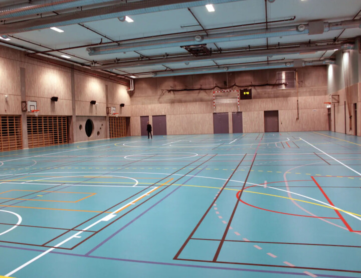I tilknytning til Nidarvoll og Sundland skole er det bygget to idrettshaller. Den ene har flaten under grunnvannsnivå.