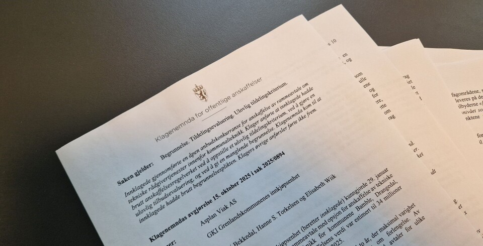 Saken fra Klagenemda for offentlige anskaffelser ble avgjort 15. oktober. Foto: Jarle Skoglund