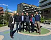 Fornøyd med samarbeidet. Fra venstre: John Erling Strand, Multiconsult, Espen Stordal, Veidekke, Olav Weider, Dr. Techn. Olav Olsen, Øystein Sjøstrand, LPO Arkitekter, Christina Krohn Skjæveland, Landskaperiet, Ørjan Ramskjell, Bravida. Foto: Team Veidekke DA