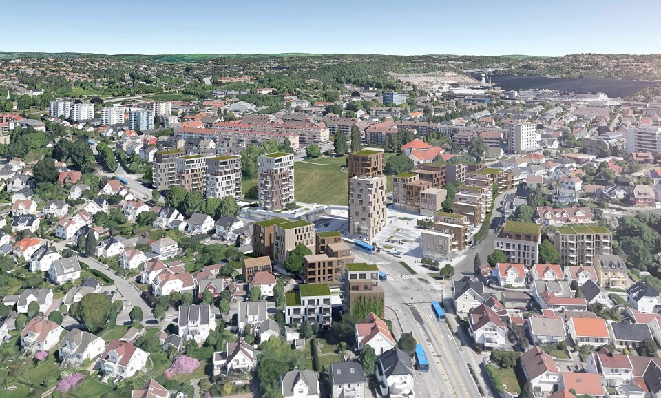 Dette var utbyggers opprinnelige forslag på tomten. Illustrasjon: Ark-Net /Sivilarkitekt Erik Asbjørnsen