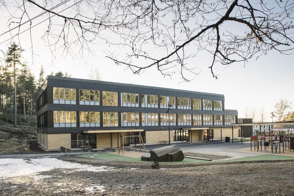 Nøkkelvann skole er et kommunalt prosjekt hvor man allerede har nådd byrådets mål om å redusere utslippene fra byggematerialene med 30 prosent. Nøkkelvann skole er et kommunalt prosjekt hvor man allerede har nådd byrådets mål om å redusere utslippene fra byggematerialene med 30 prosent. Foto: Gaute Gjøl Dahle