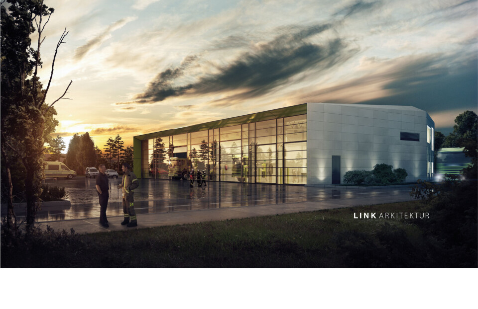 Rissa brann- og ambulansestasjon. Illustrasjon: Link Arkitektur
