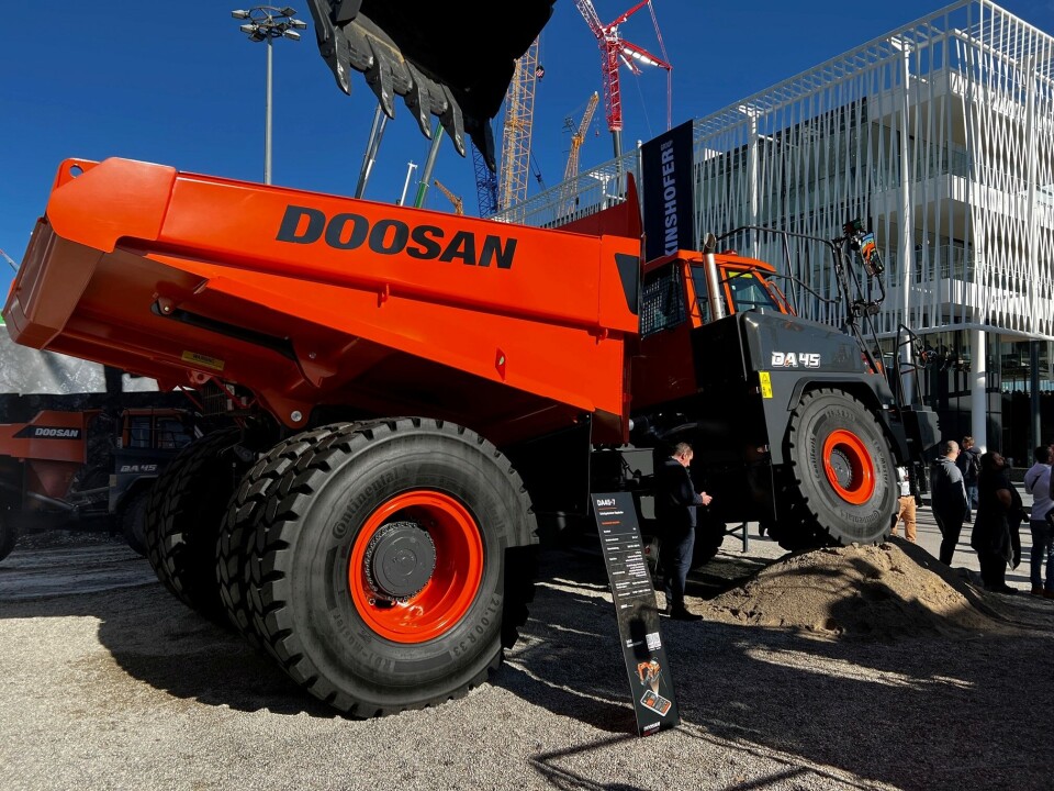 Doosan verdenslanserer den nye DA45 4x4-dumperen under Bauma 2022. Doosan verdenslanserer den nye DA45 4x4-dumperen under Bauma 2022.