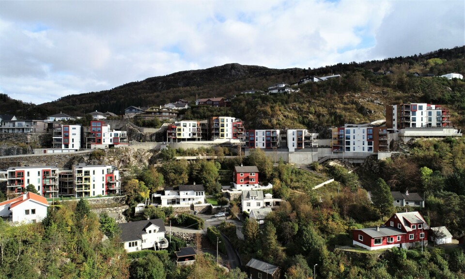 Dronebilde fra Glaskaråsen i Bergen. Dronebilde fra Glaskaråsen i Bergen. Foto: Gravdal Bygg AS