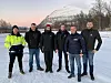 Richard Olsen (f.v.), Terje Pulsen, byggeleder, Ann Kristin Føre, prosjektleder infrastruktur og Jørn P. Myrlund, prosjektsjef i Forsvarsbygg, Kjetil Andersen, prosjektleder og Jan Einar Nilssen. anleggsleder fra Målselv Maskin & Transport AS. Foto: Forsvarsbygg