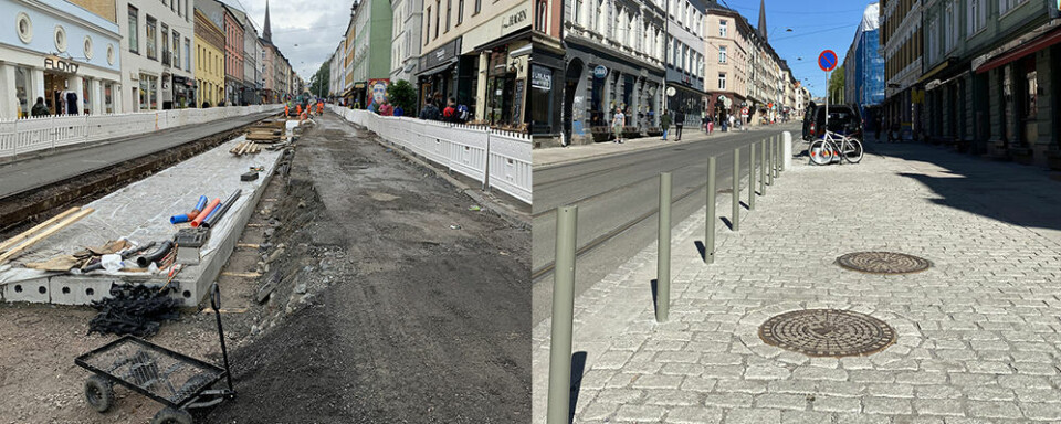 Fra det pågående og ferdige arbeidet i Thorvald Meyersgate. Klikk for større versjon