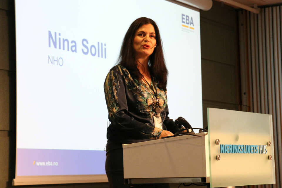 Nina Solli i NHO åpnet EBAOs markedskonferanse. Foto: Christian Aarhus