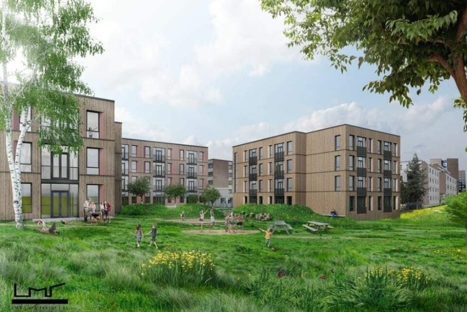 SiO planlegger nye familieboliger for studenter på Kringsjå Studentby. Illustrasjon: LMR arkitektur