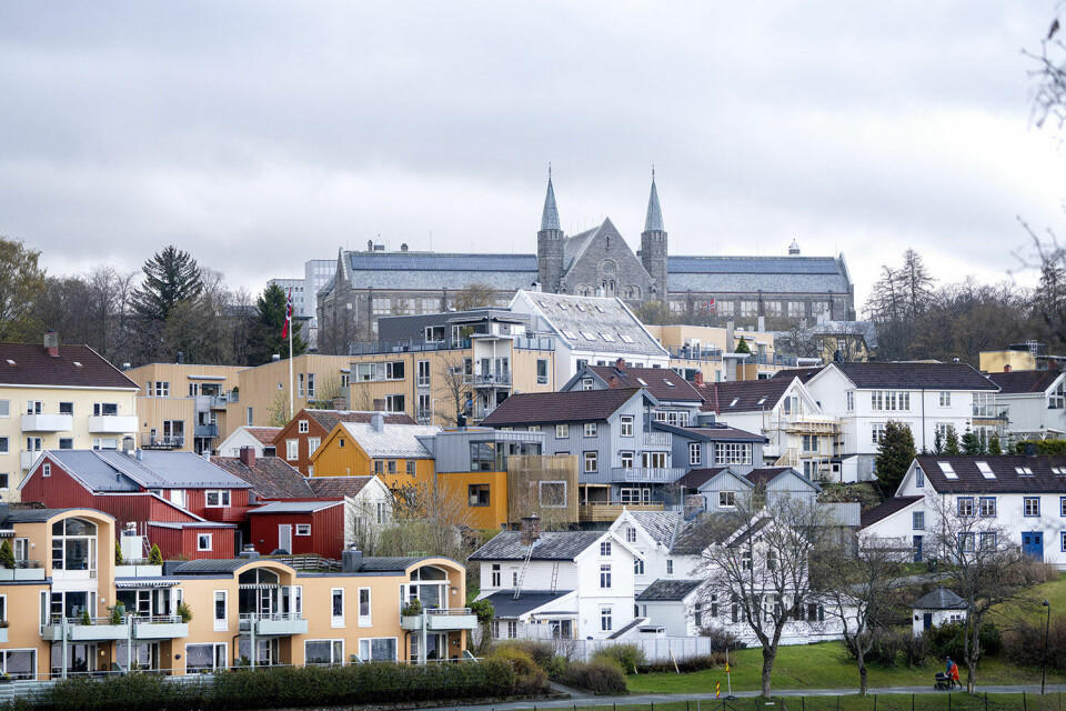 Illustrasjon: NTNU gammelbyggen sett fra Nidarosdommen.