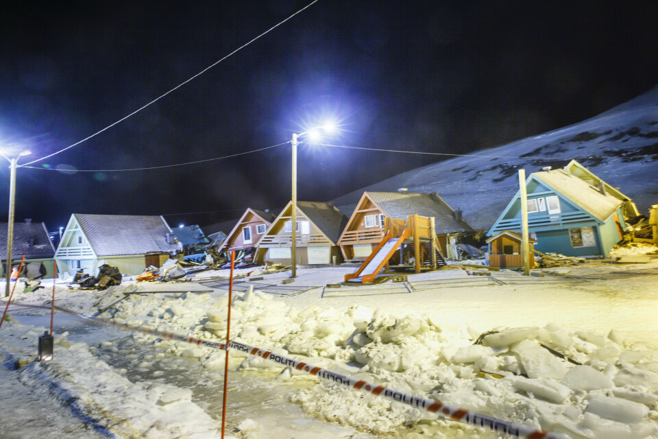 Skredområdet i Longyearbyen på Svalbard.