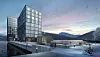 The Front i Tromsø planlegges med 320 boliger ute i sjøen. Illustrasjon: AT Plan & Arkitektur
