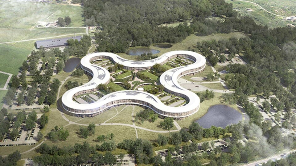 Nyt Hospital Nordsjælland (NHN). Illustrasjon: Herzog & de Meuron / Vilhelm Lauritzen Arkitekter